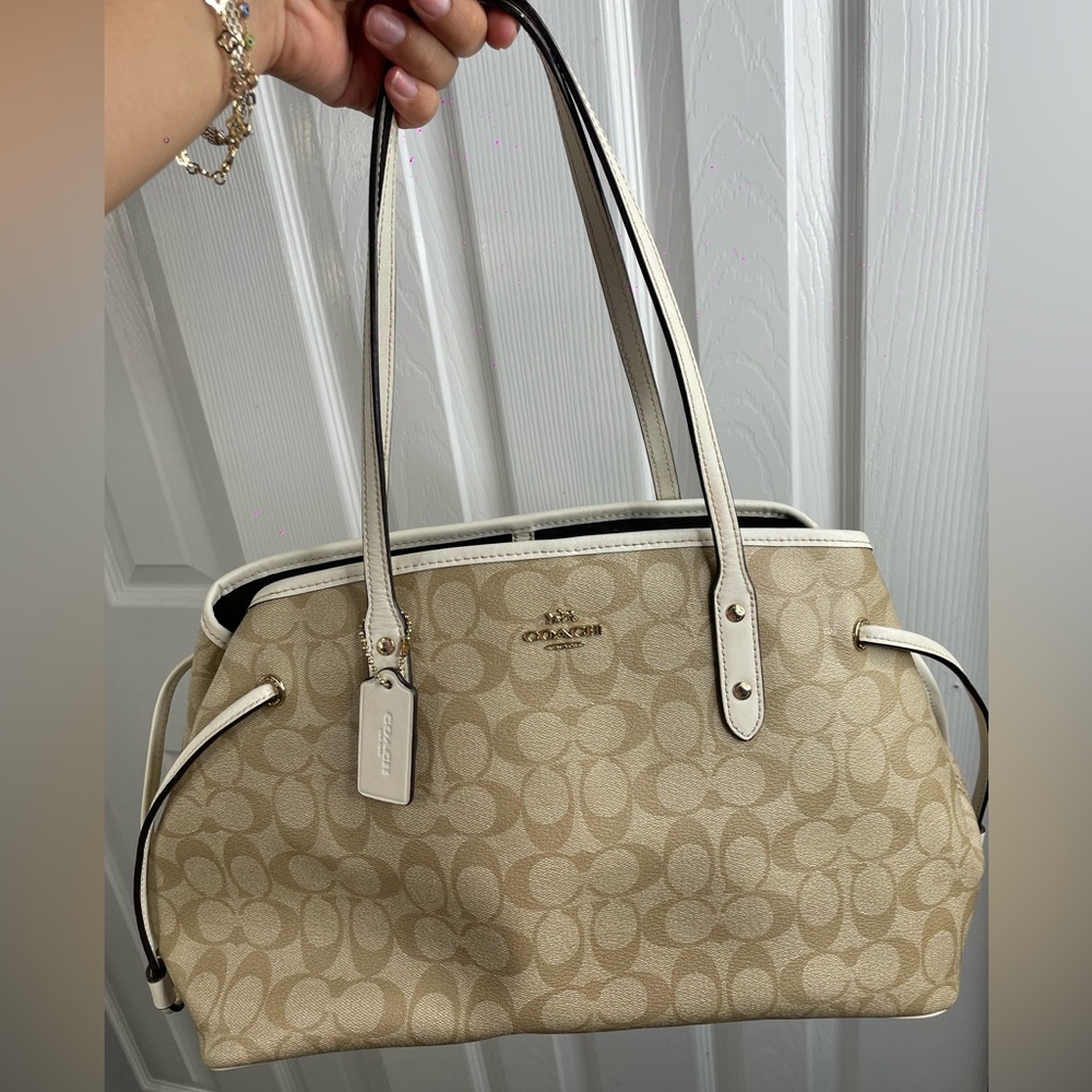 Coach Tan and Cream Signature Tote